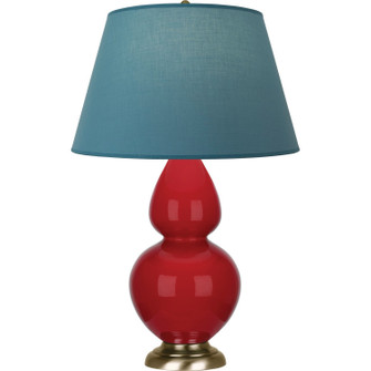 Double Gourd One Light Table Lamp in Ruby Red Glazed Ceramic w/Antique Natural Brass (165|RR20B)