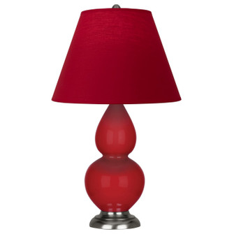 Small Double Gourd One Light Accent Lamp in Ruby Red Glazed Ceramic w/Antique Silver (165|RR12R)