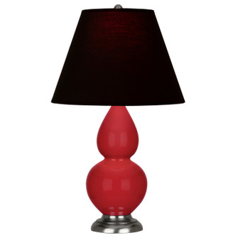 Small Double Gourd One Light Accent Lamp in Ruby Red Glazed Ceramic w/Antique Silver (165|RR12K)