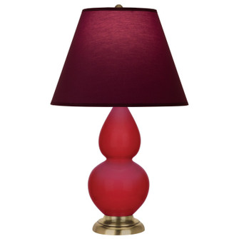Small Double Gourd One Light Accent Lamp in Ruby Red Glazed Ceramic w/Antique Natural Brass (165|RR10P)