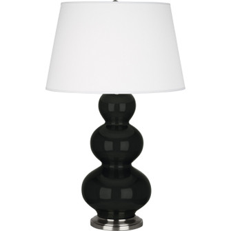 Triple Gourd One Light Table Lamp in Obsidian Glazed Ceramic w/Antique Silver (165|OS42X)