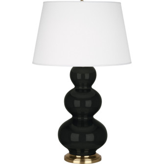Triple Gourd One Light Table Lamp in Obsidian Glazed Ceramic w/Antique Natural Brass (165|OS40X)