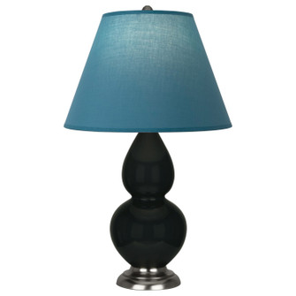 Small Double Gourd One Light Accent Lamp in Obsidian Glazed Ceramic w/Antique Silver (165|OS12B)