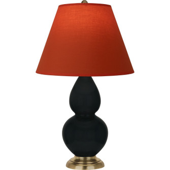 Small Double Gourd One Light Accent Lamp in Obsidian Glazed Ceramic w/Antique Natural Brass (165|OS10T)