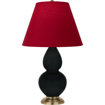 Small Double Gourd One Light Accent Lamp in Obsidian Glazed Ceramic w/Antique Natural Brass (165|OS10R)