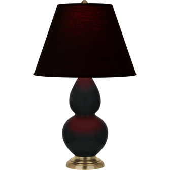 Small Double Gourd One Light Accent Lamp in Obsidian Glazed Ceramic w/Antique Natural Brass (165|OS10K)