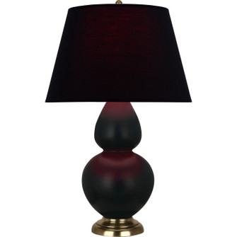 Double Gourd One Light Table Lamp in Matte Obsidian Glazed Ceramic w/Antique Natural Brass (165|MOS20K)