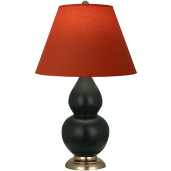 Small Double Gourd One Light Accent Lamp in Matte Obsidian Glazed Ceramic w/Antique Natural Brass (165|MOS10T)