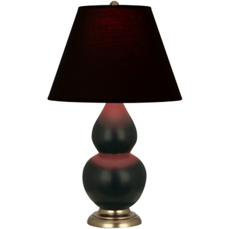 Small Double Gourd One Light Accent Lamp in Matte Obsidian Glazed Ceramic w/Antique Natural Brass (165|MOS10K)