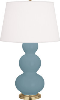 Triple Gourd One Light Table Lamp in Matte Steel Blue Glazed Ceramic w/Antique Natural Brass (165|MOB40)