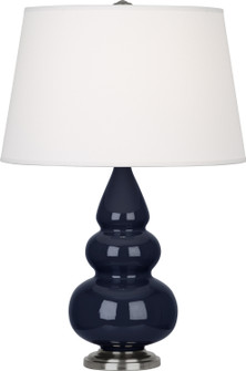 Small Triple Gourd One Light Accent Lamp in Midnight Blue Glazed Ceramic w/Antique Silver (165|MB32X)