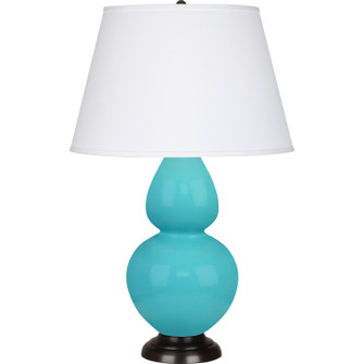 Double Gourd One Light Table Lamp in Egg Blue Glazed Ceramic w/Deep Patina Bronze (165|EB21X)