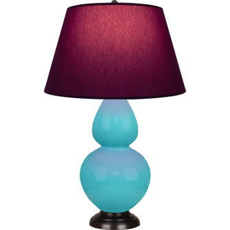 Double Gourd One Light Table Lamp in Egg Blue Glazed Ceramic w/Deep Patina Bronze (165|EB21P)