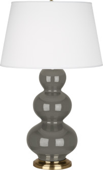 Triple Gourd One Light Table Lamp in Ash Glazed Ceramic w/Antique Natural Brass (165|CR40X)