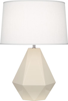 Delta One Light Table Lamp in Bone Glazed Ceramic w/Polished Nickel (165|930)