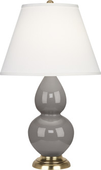 Small Double Gourd One Light Accent Lamp in Smokey Taupe Glazed Ceramic w/Antique Natural Brass (165|1768X)