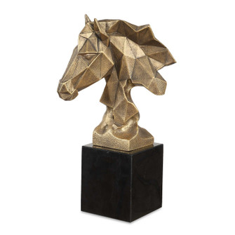 Chiseled Horse Bust Sculpture in Antiqued Gold (52|18185)