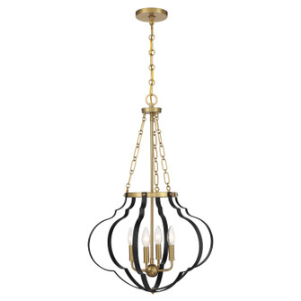 Mercer Four Light Pendant in Matte Black and Warm Brass (51|7-4866-4-143)