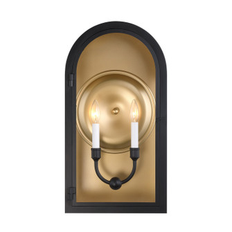 Grotto Two Light Outdoor Wall Lantern in Matte Black with Vintage Gold (51|5-412-331)