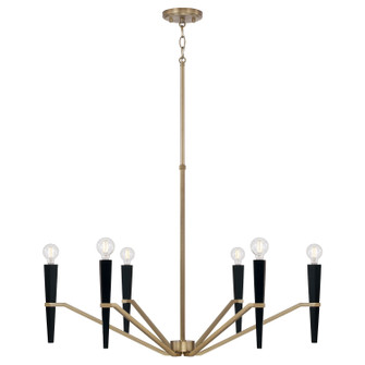 Enzo Six Light Chandelier in Aged Brass and Black (65|453861AB)