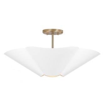 Maeve Four Light Pendant in Matte Brass and White (65|355443RE)