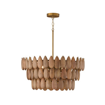 Ravi Four Light Pendant in Light Wood and Patinaed Brass (65|354441LW)