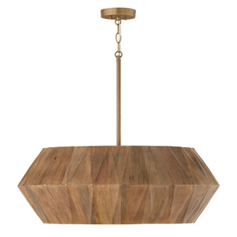 Nadeau Six Light Pendant in Light Wood and Patinaed Brass (65|351061LW)