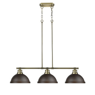 Duncan Three Light Linear Pendant in Aged Brass (62|3602-3LP AB-RBZ)