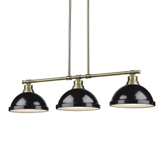 Duncan Three Light Linear Pendant in Aged Brass (62|3602-3LP AB-BK)