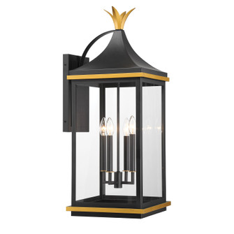 Simpson Four Light Outdoor Wall Sconce in Matte Black + Textured Gold (60|SIM-804-MK-TG)