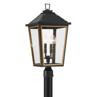 Hawkins Four Light Outdoor Post Mount in Matte Black + Textured Gold (60|HAW-609-MK-TG)