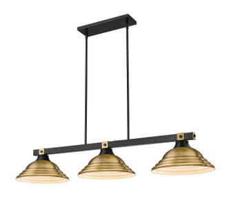 Bronte Three Light Billiard in Matte Black + Rubbed Brass (224|1955-3MB-RB-SRB)