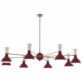 Clare Eight Light Chandelier in Polished Nickel w/Sugar Plum, Rose Water Painted (165|SM09RW)