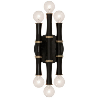 Kane Six Light Wall Sconce in Obsidian w/Modern Brass (165|OS75)