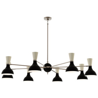 Clare Eight Light Chandelier in Polished Nickel w/Obsidian/Bone Painted Shades (165|OS09BN)