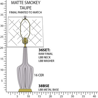 Emma One Light Table Lamp in Matte Smokey Taupe Glazed Ceramic w/Warm Brass (165|MST38)