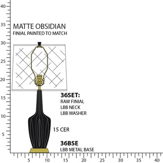 Small Emma One Light Accent Lamp in Matte Obsidian Glazed Ceramic w/Warm Brass (165|MOS36)