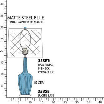 Small Emma One Light Accent Lamp in Matte Steel Blue Glazed Ceramic w/Polished Nickel (165|MOB35)
