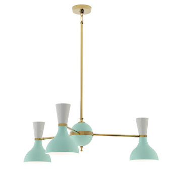 Clare Three Light Chandelier in Modern Brass w/Mint/Lily Painted Shades (165|MN03LY)