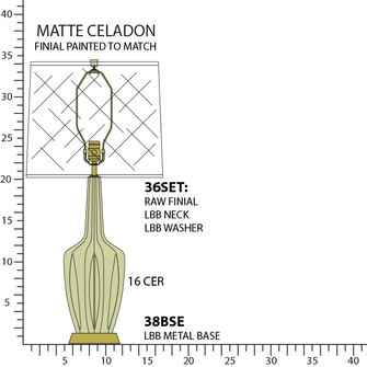 Emma One Light Table Lamp in Matte Celadon Glazed Ceramic w/Warm Brass (165|MCL38)