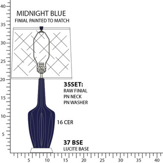 Emma One Light Table Lamp in Midnight Blue Glazed Ceramic w/Polished Nickel/a Lucite (165|MB37)