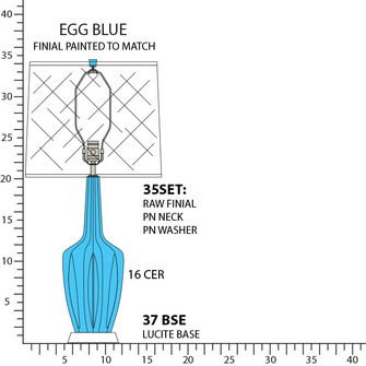 Emma One Light Table Lamp in Egg Blue Glazed Ceramic w/Polished Nickel (165|EB37)