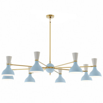 Clare Eight Light Chandelier in Modern Brass w/Baby Blue/Lily Painted Shades (165|BB08LY)