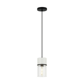 Marmor One Light Pendant in Matte Black + White Marble (423|C39901MB)