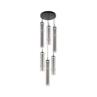 Bambu LED Chandelier in Matte Black + Smoked Glass (423|C30606MBSM)