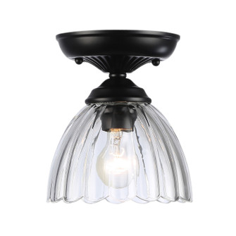 Audra One Light Semi-Flush Mount in Matte Black (62|6952-SF7 BLK-CLR)