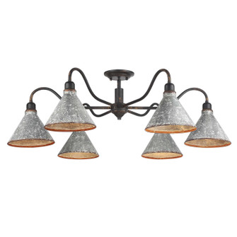 Jasper Six Light Semi-Flush Mount in Antique Black Iron (62|0877-6SF ABI-GV)