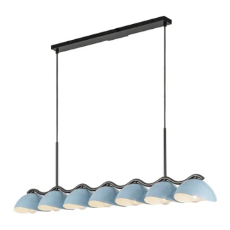 Atlas Seven Light Linear Pendant in Black/Cerulean (347|LP57642-BK/CER)