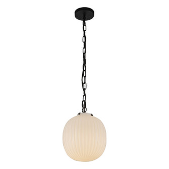 Cherise One Light Pendant in Matte Black/Glossy Ribbed Opal Glass (452|PD579112MBGR)