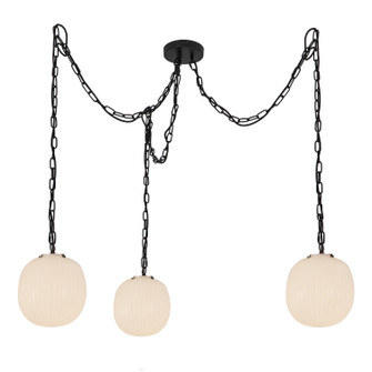 Cherise Three Light Pendant in Matte Black/Glossy Ribbed Opal Glass (452|MP579712MBGR)